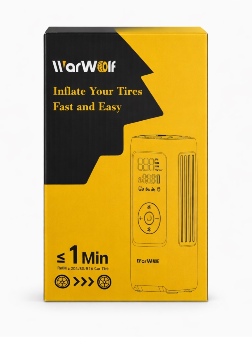 WOLF Portable Tire Inflator - Yellow and Black